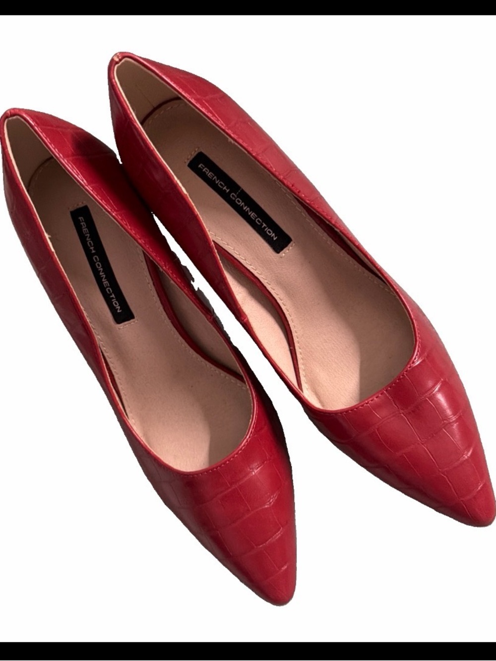 French Connection croc embossed 7.5 Red Pointed-Toe heels